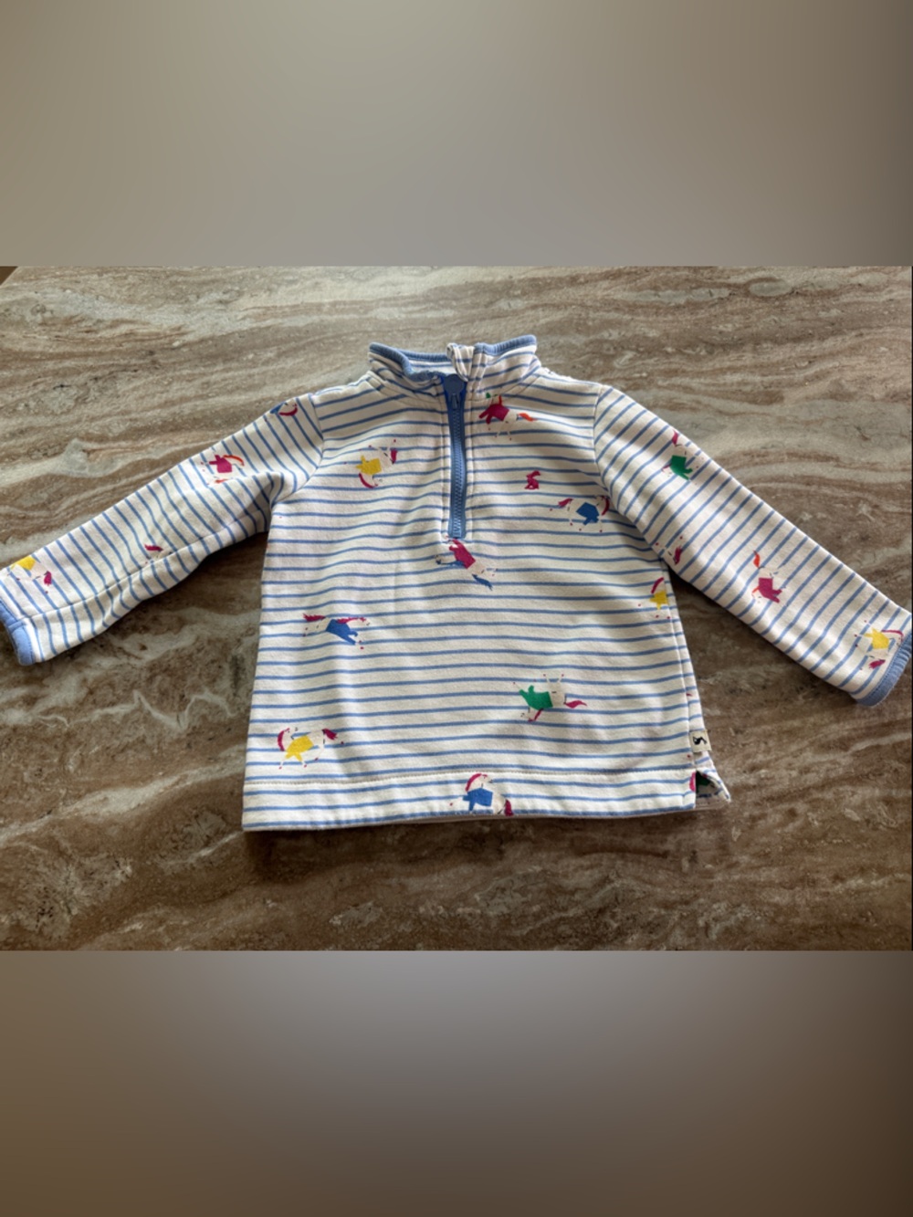 Striped Kids Pullover with Colorful Horse Prints